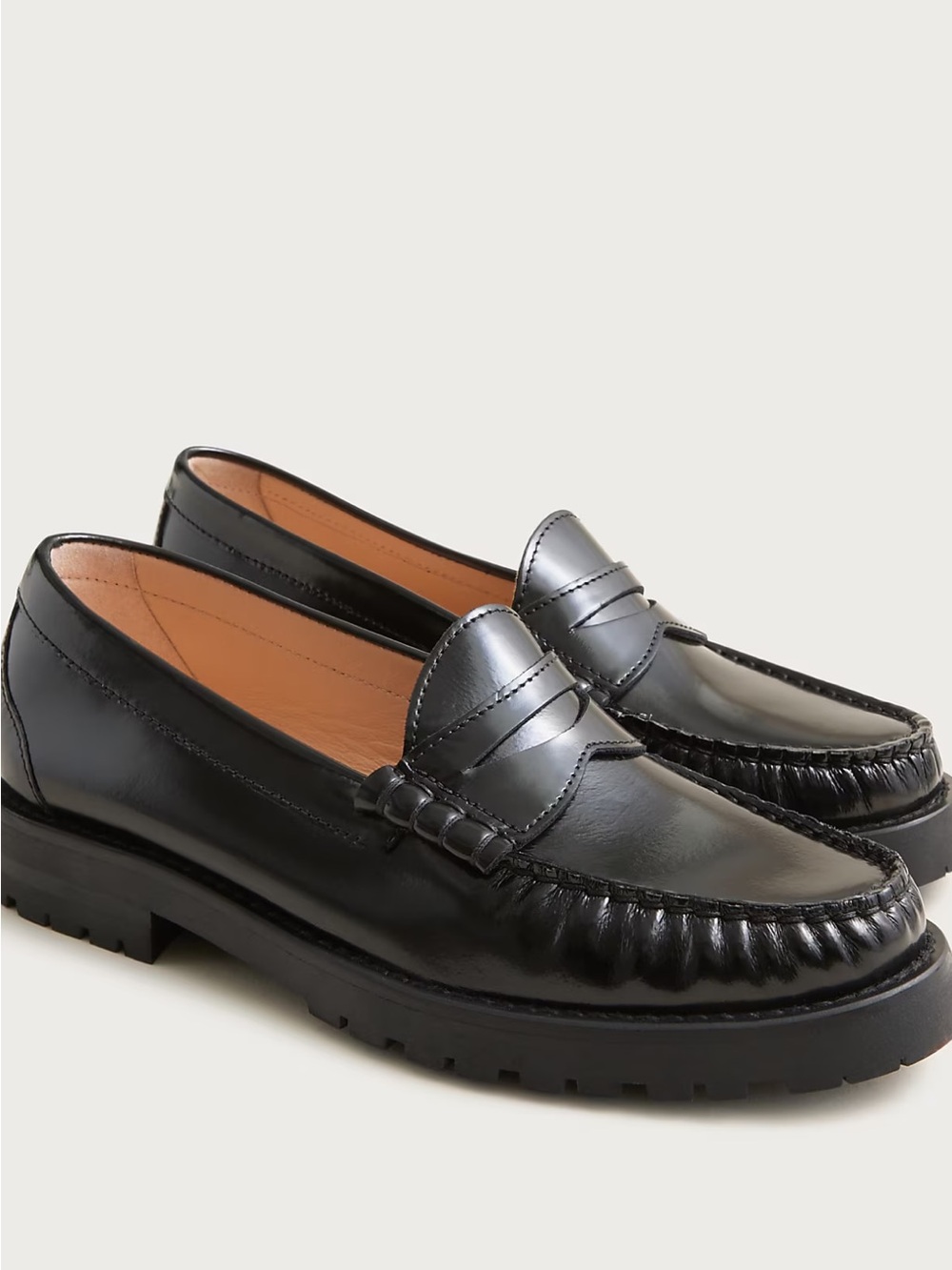 J Crew Winona lug-sole penny loafers in Italian spazzolato leather EUC